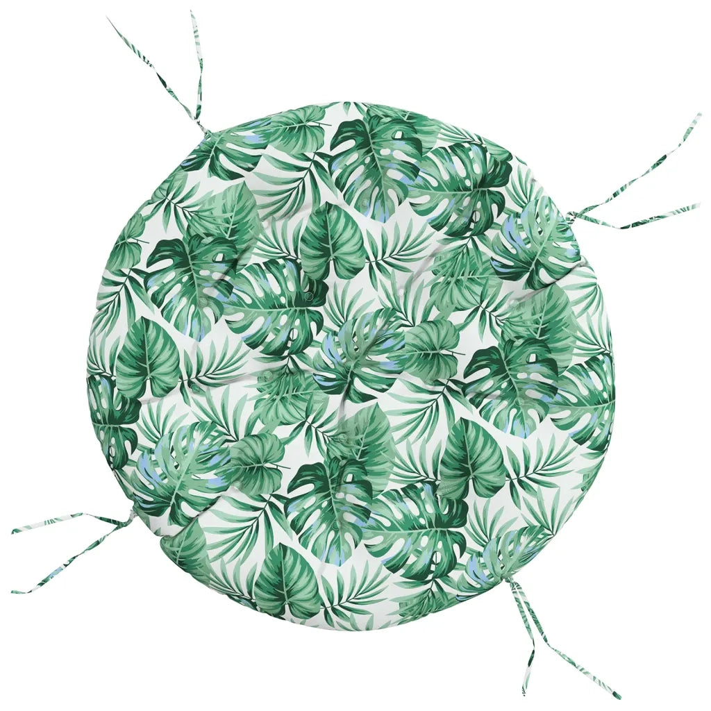 Cuscino Rotondo Motivo a Foglie Ã˜ 100x11 cm in Tessuto Oxfordcod mxl 71647