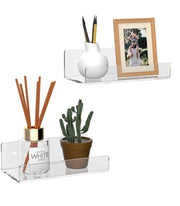 Set da parete in acrilato trasparente 18CM (2 pezzi), pannelli da parete per libri, accessori per la casa, orologio digitale, altoparlante e bottiglia di vino