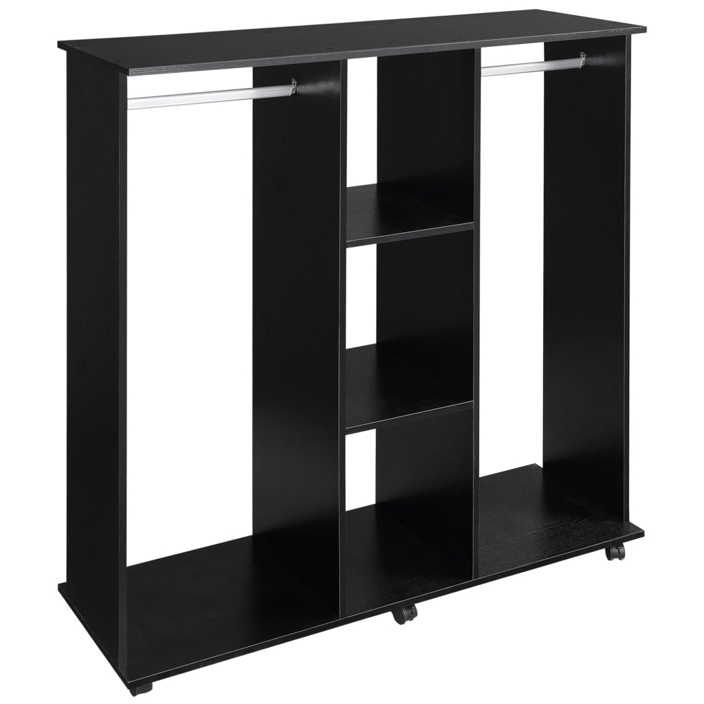 Appendiabiti con Ripiani ¨C Xylo ¨C 3 Ripiani 2 Barre Portaoggetti Metallo Nero 120x40x128 cm