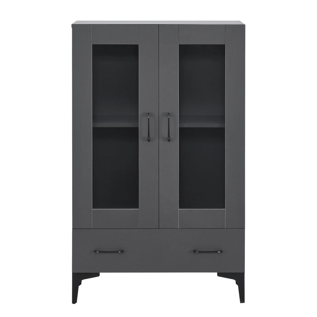 Armadio a Vetrata Søndersø Credenza con Vetrina 115 x 70 x 31 cm Grigio Scuro [en.casa]