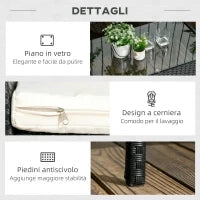 Set da Giardino 4Pezzi in Rattan con 2 Sedie, Poltrona da Giardino a 2 Posti e Tavolino Basso