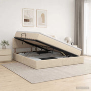 Letto con contenitore e materasso Crema 160 x 200 cm Velluto 3458698