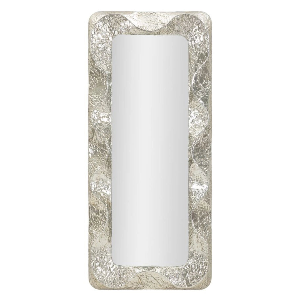 Specchio da parete Argelux rettangolare con cornice argento martellato 80x170 cm