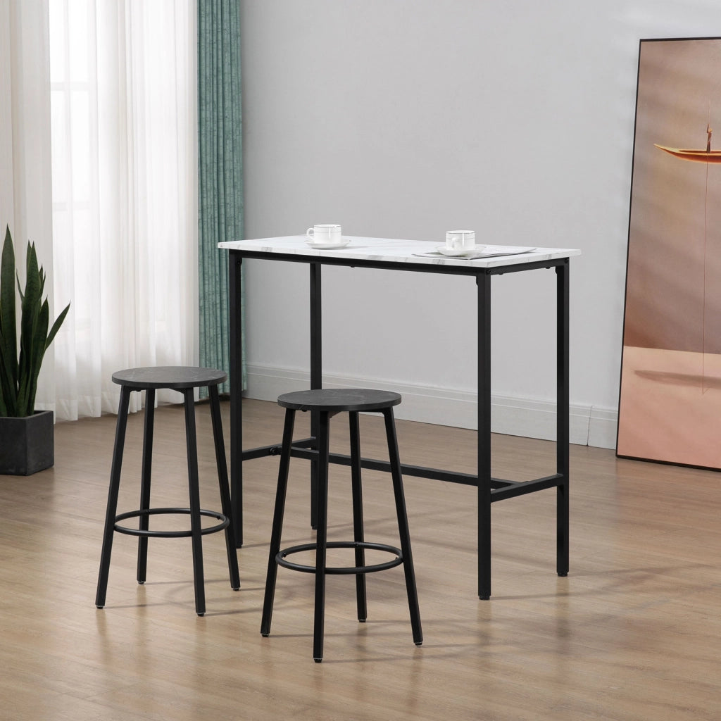 Tavolino da bar con 2 sgabelli ¨C zephmum ¨C set 3 pezzi, telaio acciaio, bianco e nero