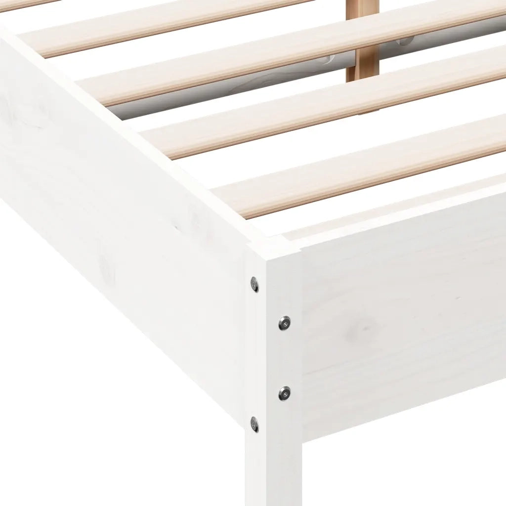 Letto senza Materasso Bianco 140x190 cm Legno Massello di Pino