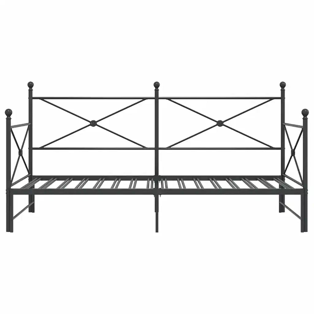 Divano Letto Estraibile senza Materasso Nero 107x203 cm Acciaio 4104678