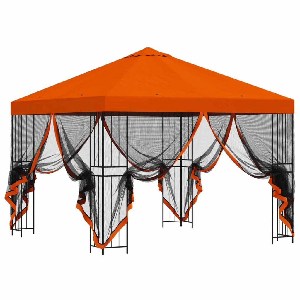 Gazebo | Pergolato da giardino con pareti laterali 3 x 3 m Arancione