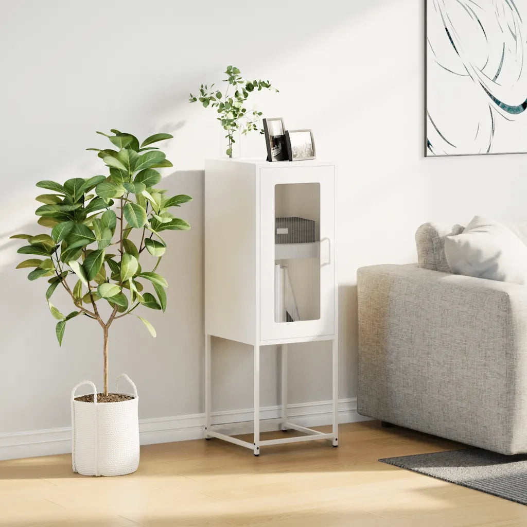 Credenza-Buffet-Armadio da cucina Bianca 36x39x107 cm in Acciaio Laminato a Freddo