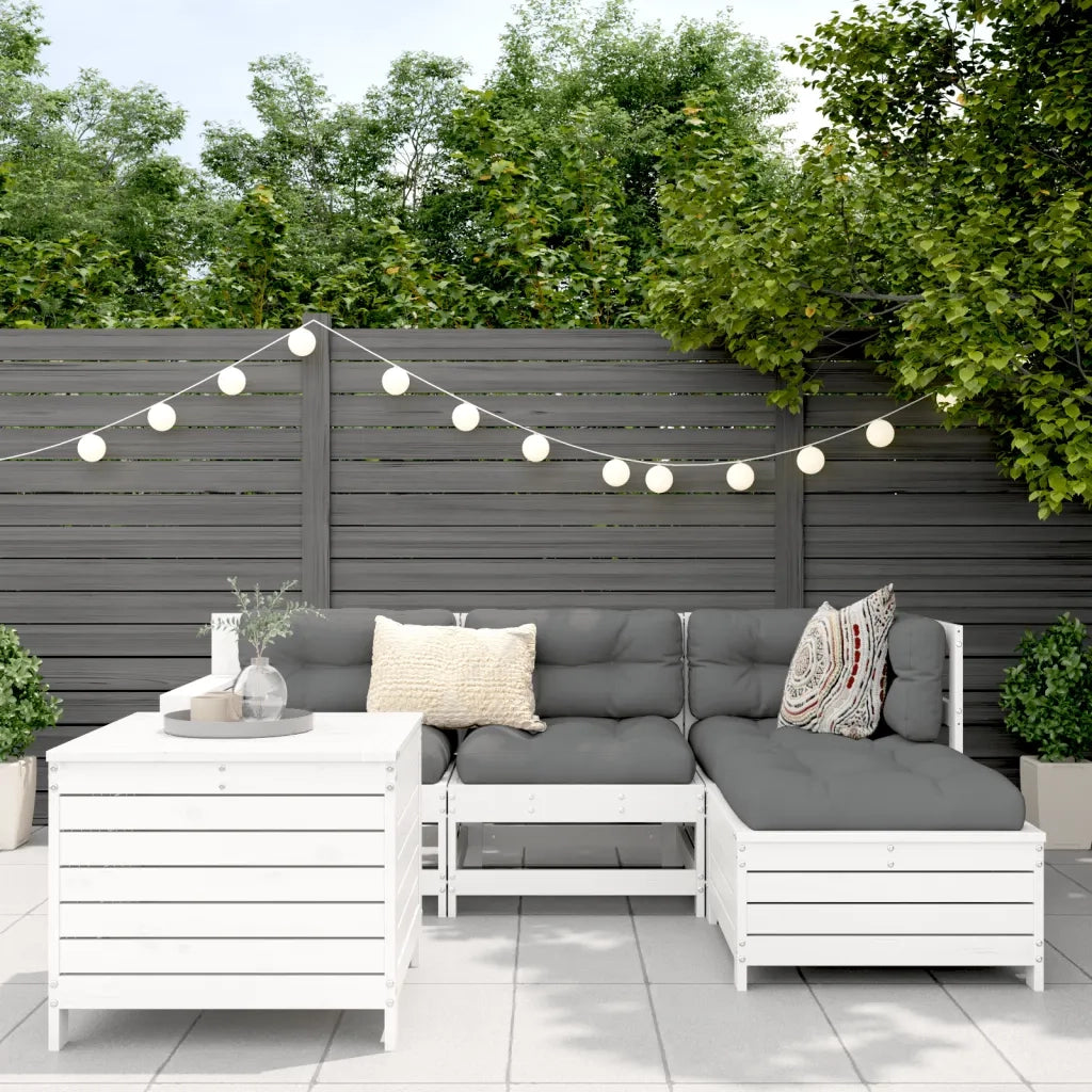 Set Salotto da Giardino 5 pz Bianco in Legno Massello di Pino 3250485