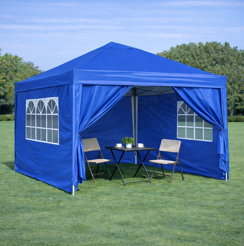 Tenda da reception pieghevole 300x300x211 cm in acciaio blu, impermeabile –