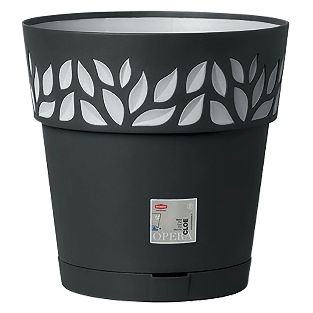 VASO TONDO 'CLOE' ø 20 x h.19 - grafite/grigio luce  - STEFANPLAST