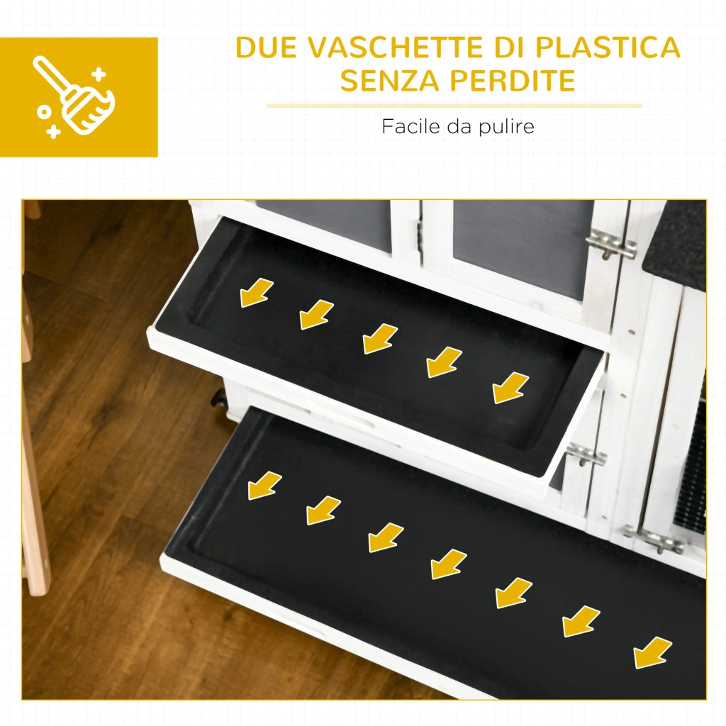 Gabbia per Conigli da Esterno in Legno con Vassoio Estraibile ¨C Zephmum ¨C 110x60x104 cm