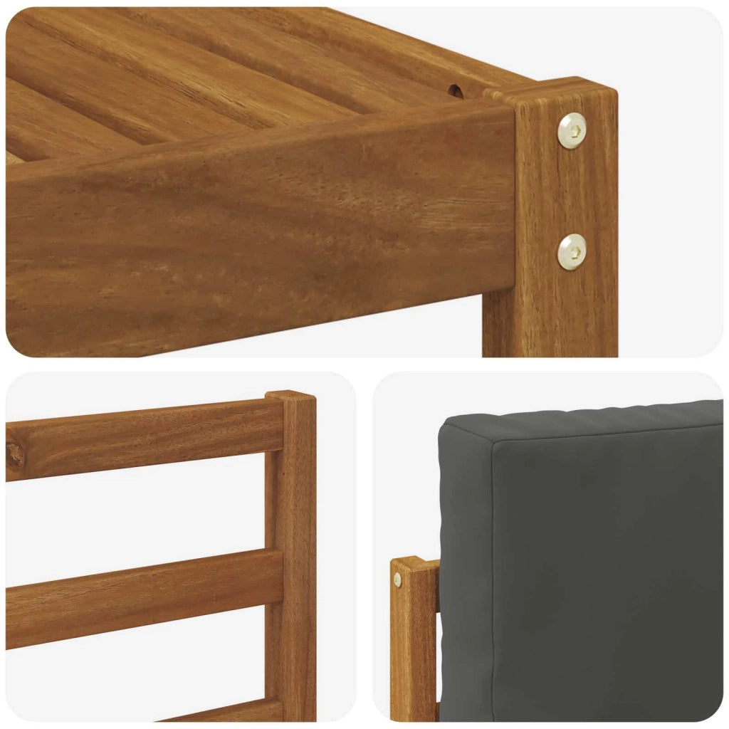 Set divani 10 pcs Naturale e Antracite Legno di Acacia Massello 3375502