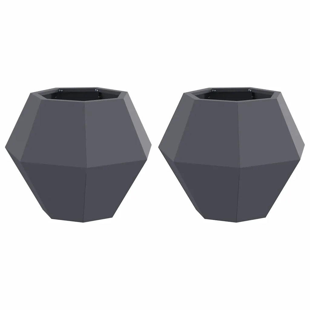 Fioriera 2 pcs Antracite 50 x 50 x 40 cm Acciaio 884057
