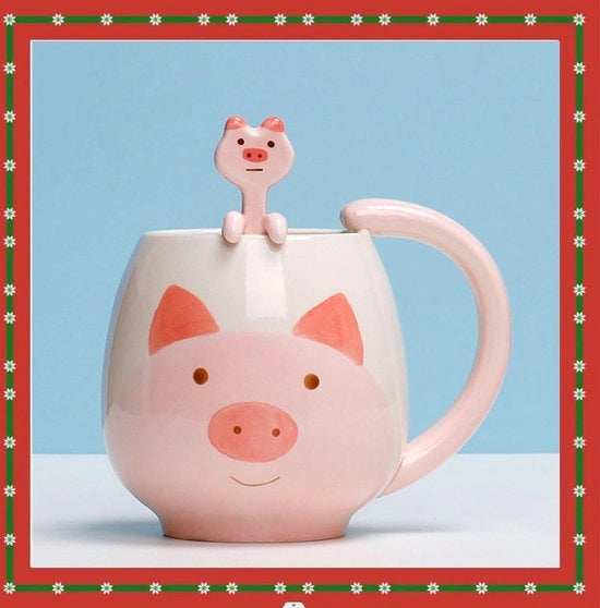 Tazza per caffè in ceramica, Set di tazze per caffè, Bicchieri per latte, Tazza per colazione con cucchiaio regalo