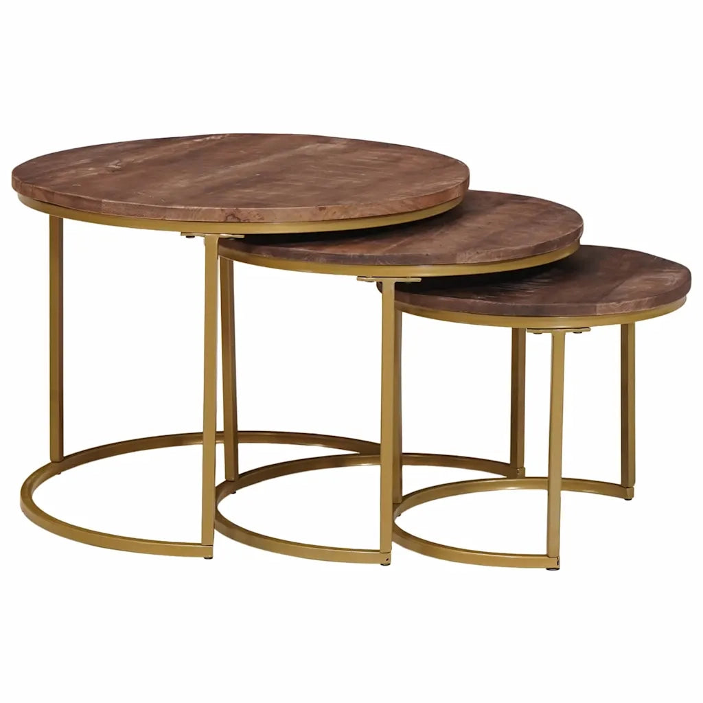 Tavoli da Caffè Nido 3 pcs Legno massello di mango e acciaio