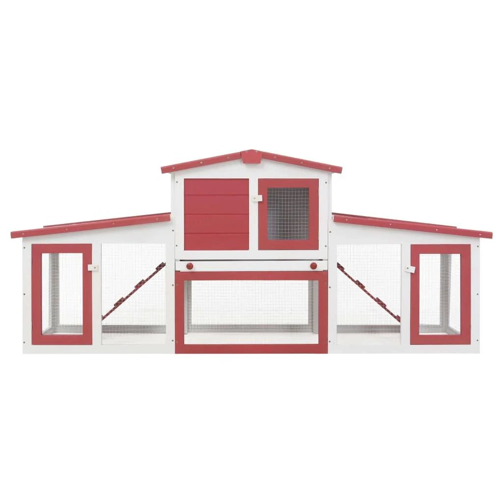 Grande gabbia da esterno 204 x 45 x 85 cm in legno rosso e bianco 02_0000609