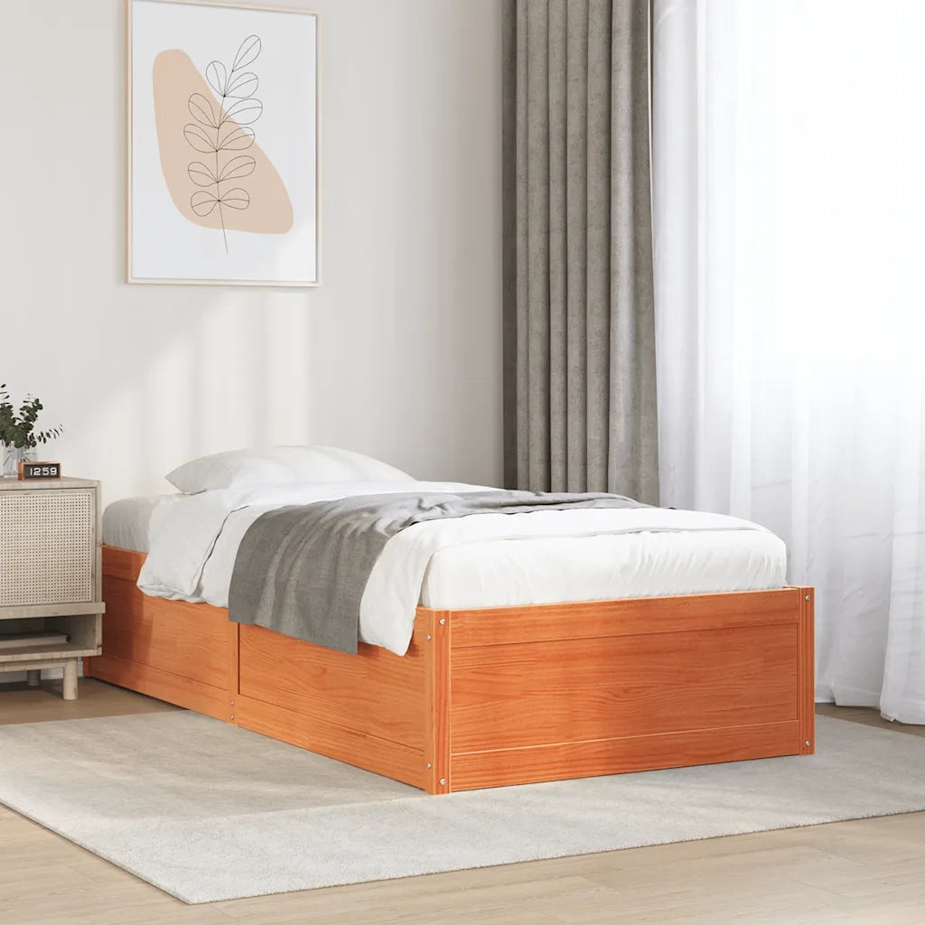 Letto senza Materasso Marrone Cera 75x190 cm in Legno di Pino 846848