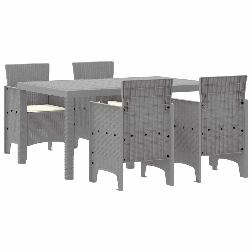 Set da Pranzo per Giardino 5 pcs Grigio chiaro Rattan Polt