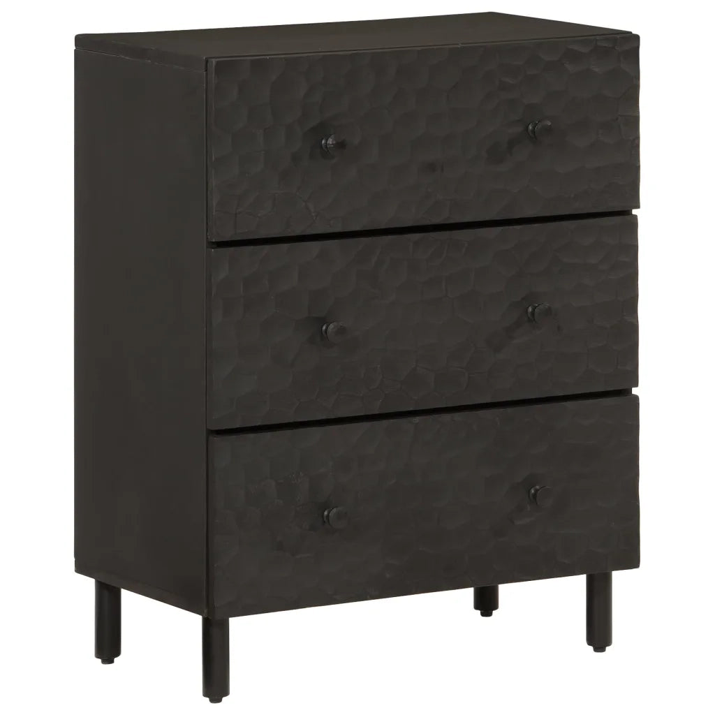 Credenza Nera 60x33x75 cm in Legno Massello di Mangocod mxl 114095