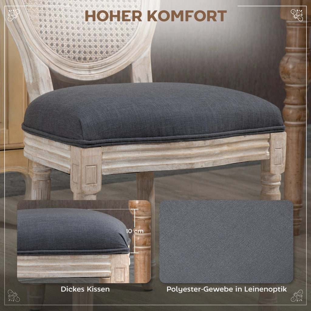 Sedie da pranzo ¨C Zephmum ¨C Set 2 pezzi, imbottite, velluto grigio, design retr¨°