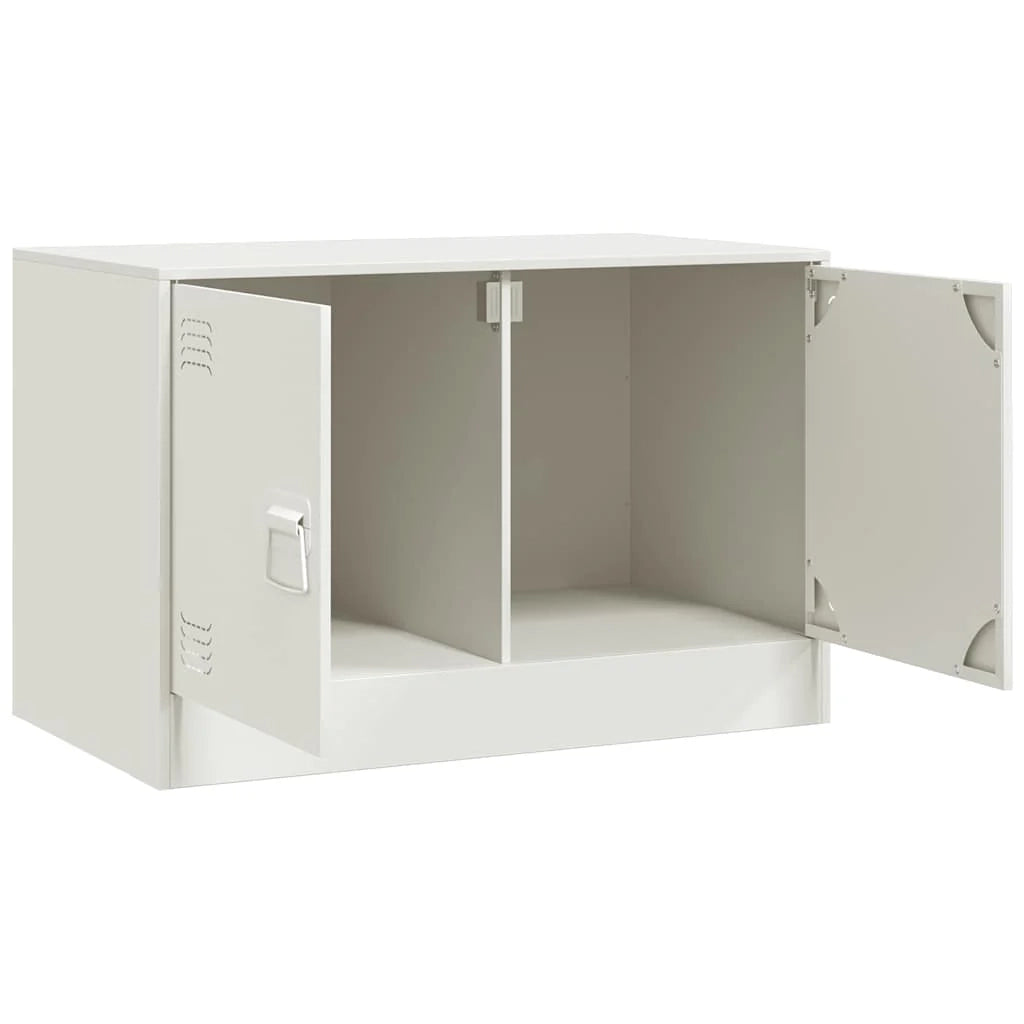 Mobile TV multimediale scaffale TV credenza mobile TV sala da pranzo soggiorno camera da letto 2 pezzi 67 x 39 x 44 cm acciaio bianco 02_0028539