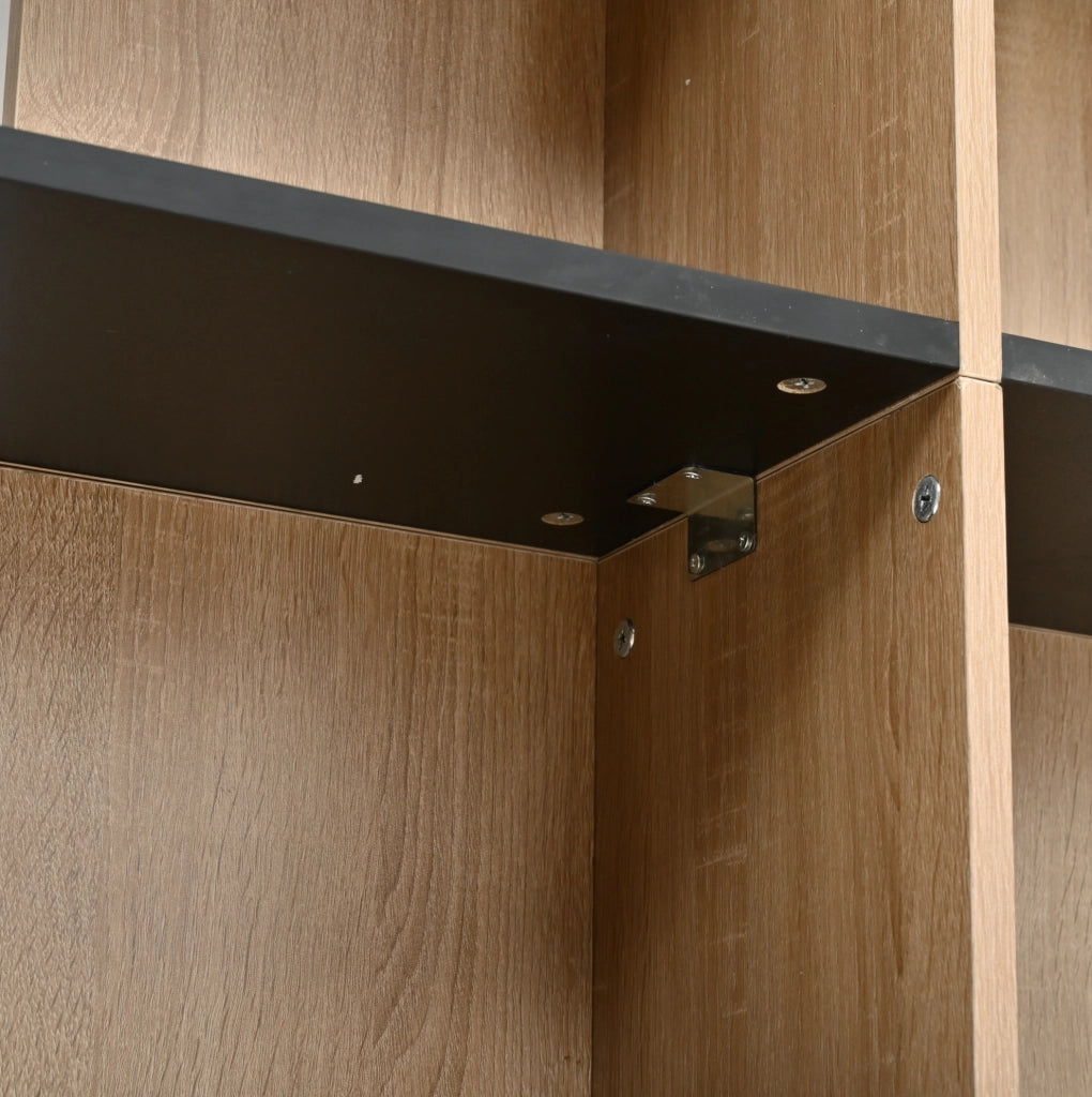 Libreria aperta 5 ripiani 135x25x160 cm naturale e nera