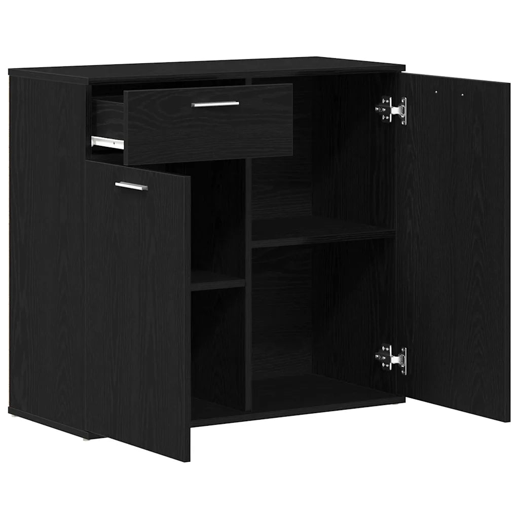 Credenza Rovere Nero 80x36x75 cm in Legno Multistrato 862010