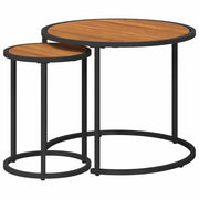 Set di 2 pz Tavolini da salotto | Tavolino da caff¨¨ | Tavolino da Soggiorno Naturale e Nero 55 x 55 x 45 cm