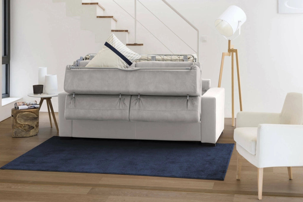 Divano Letto Aloet, Divano ad angolo, Made in Italy, SofÒ  con apertura girevole, con Penisola contenitore Sinistra, con Braccioli slim, cm 260x95h85, Grigio