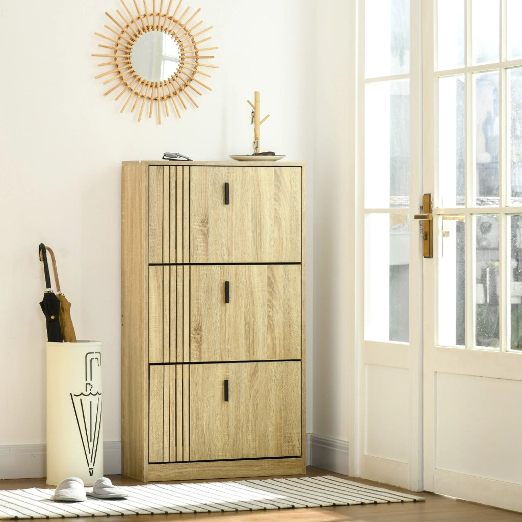 Scarpiera 3 ante 18 paia salvaspazio ¨C Xylo ¨C legno rovere 63x24x117 cm