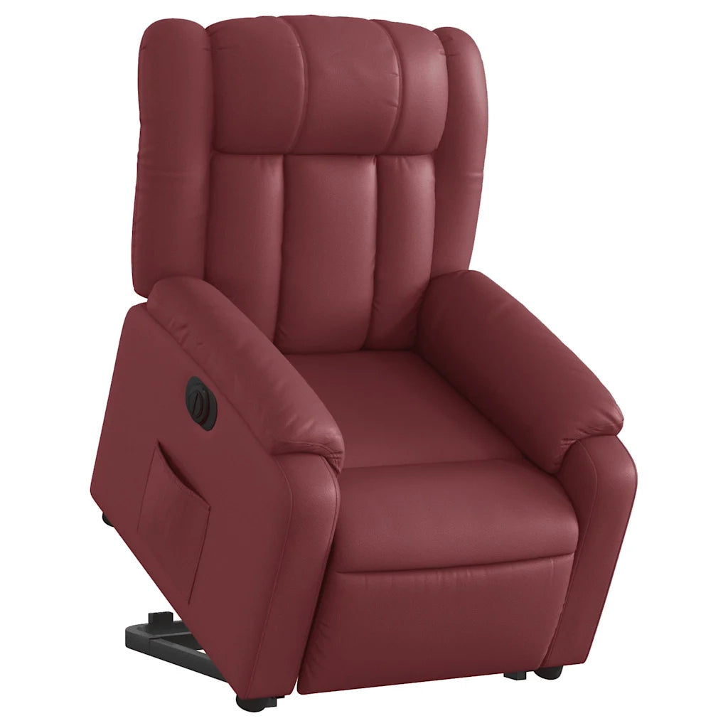 Poltrona Alzapersona Reclinabile Rosso Vino in Similpelle 3205282