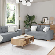 Divano 3 pz Grigio chiaro Tessuto misto lino 3324628