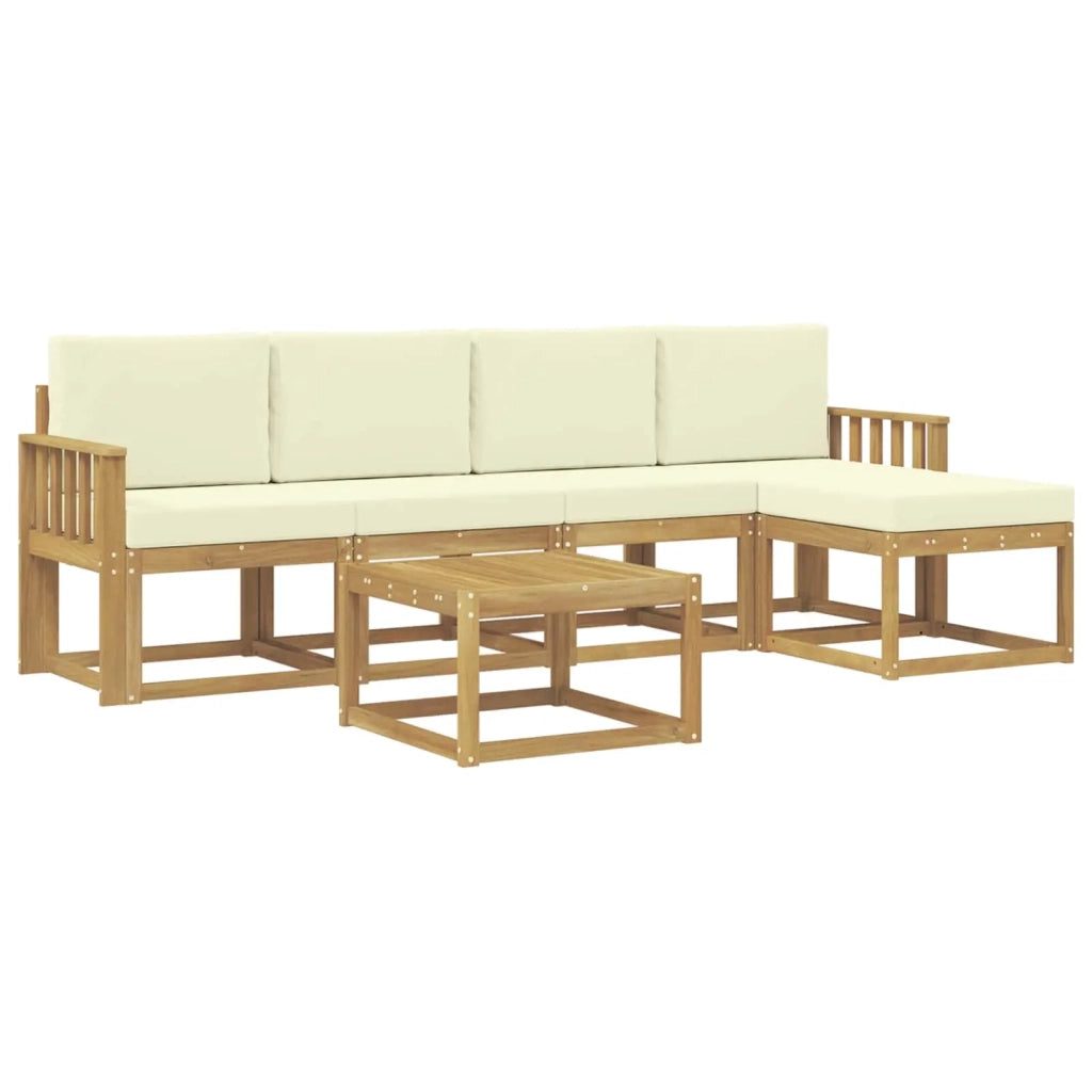 Set di divani da esterno con cuscino 6 pcs Bianco e Crema