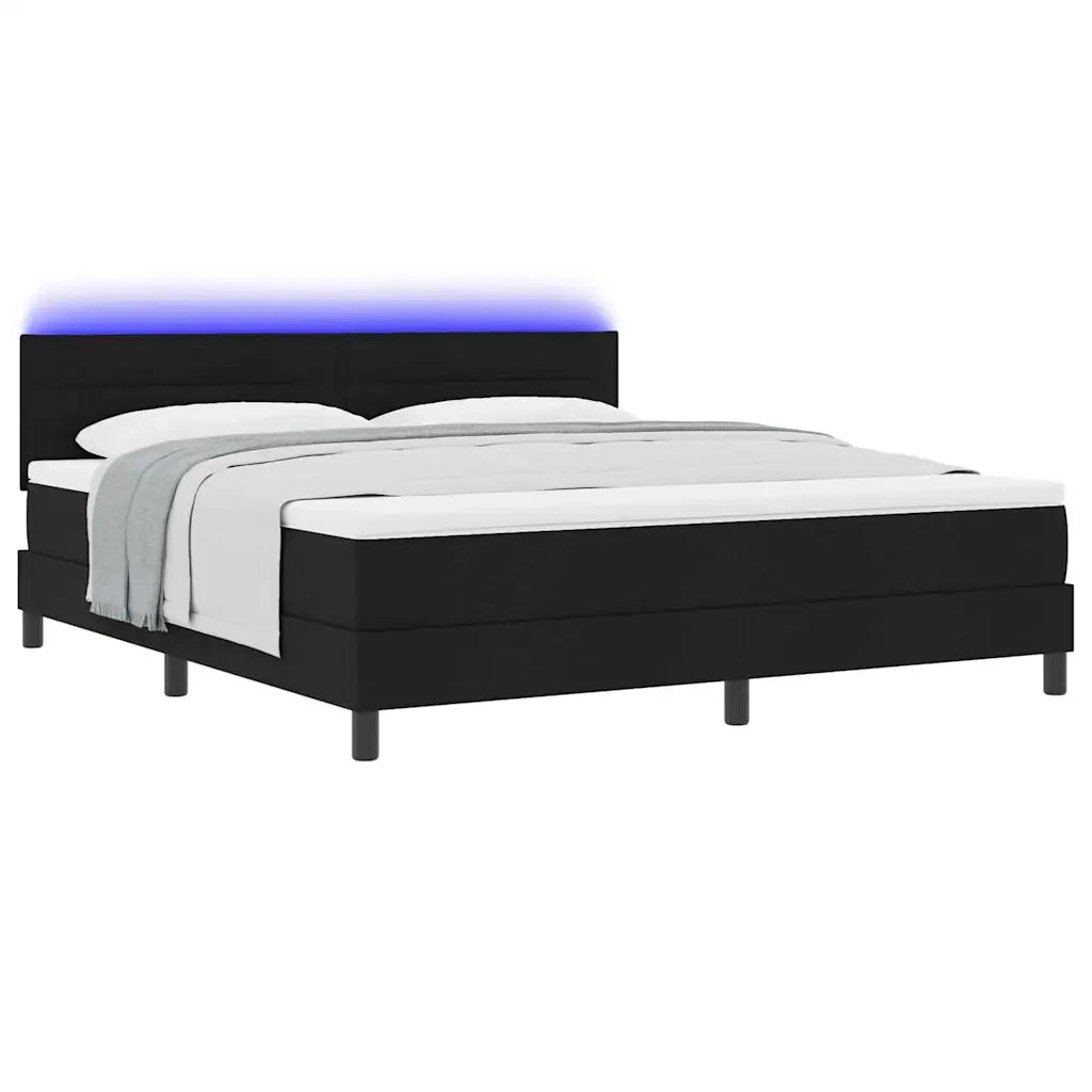 Letto a molle con materasso con led Nero 180 x 200 cm Tessuto 3342151