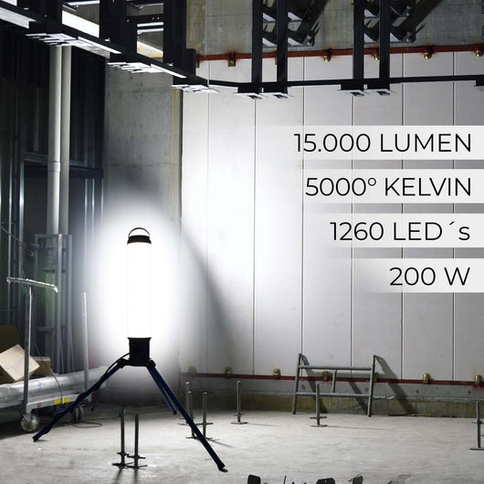 Lampada LED da lavoro con treppiede 200W Luce a 360° 20.000 lumen Faro da cantiere