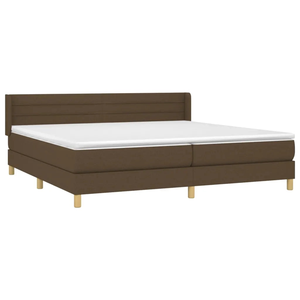 Giroletto a Molle con Materasso Marrone Scuro 200x200cm Tessuto