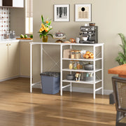 Tavolo organizer multifunzione con ripiani componibili, struttura in metallo bianco e piano bianco