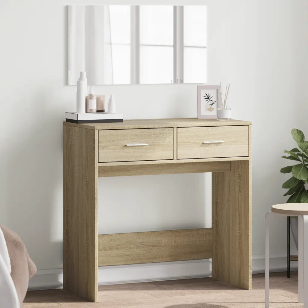 Toeletta con Specchio-Tavolo da Vanit¨¤ Rovere Sonoma 80x39x80 cm