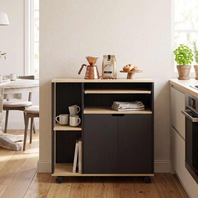 CARRELLO DA CUCINA Con ruote 80x40x82 cm Nero