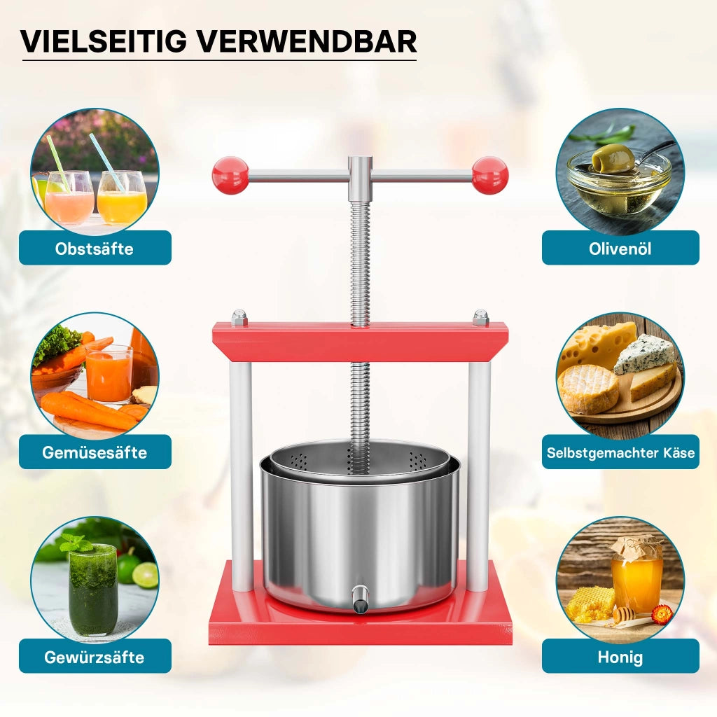 Torchietto per frutta in acciaio inox 3 litri Pressa manuale frutta