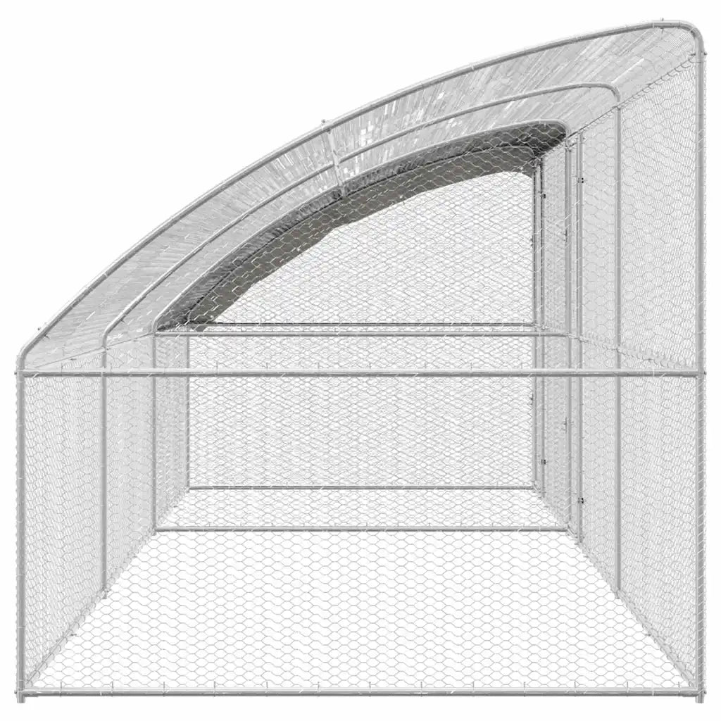 vidaXL Gabbia per polli Argento 600 x 200 x 198.5 cm Acciaio zincato