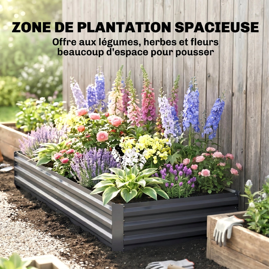 Giardiniere da esterno rettangolare ¨C zephmum ¨C grigio acciaio 241x90x30 cm