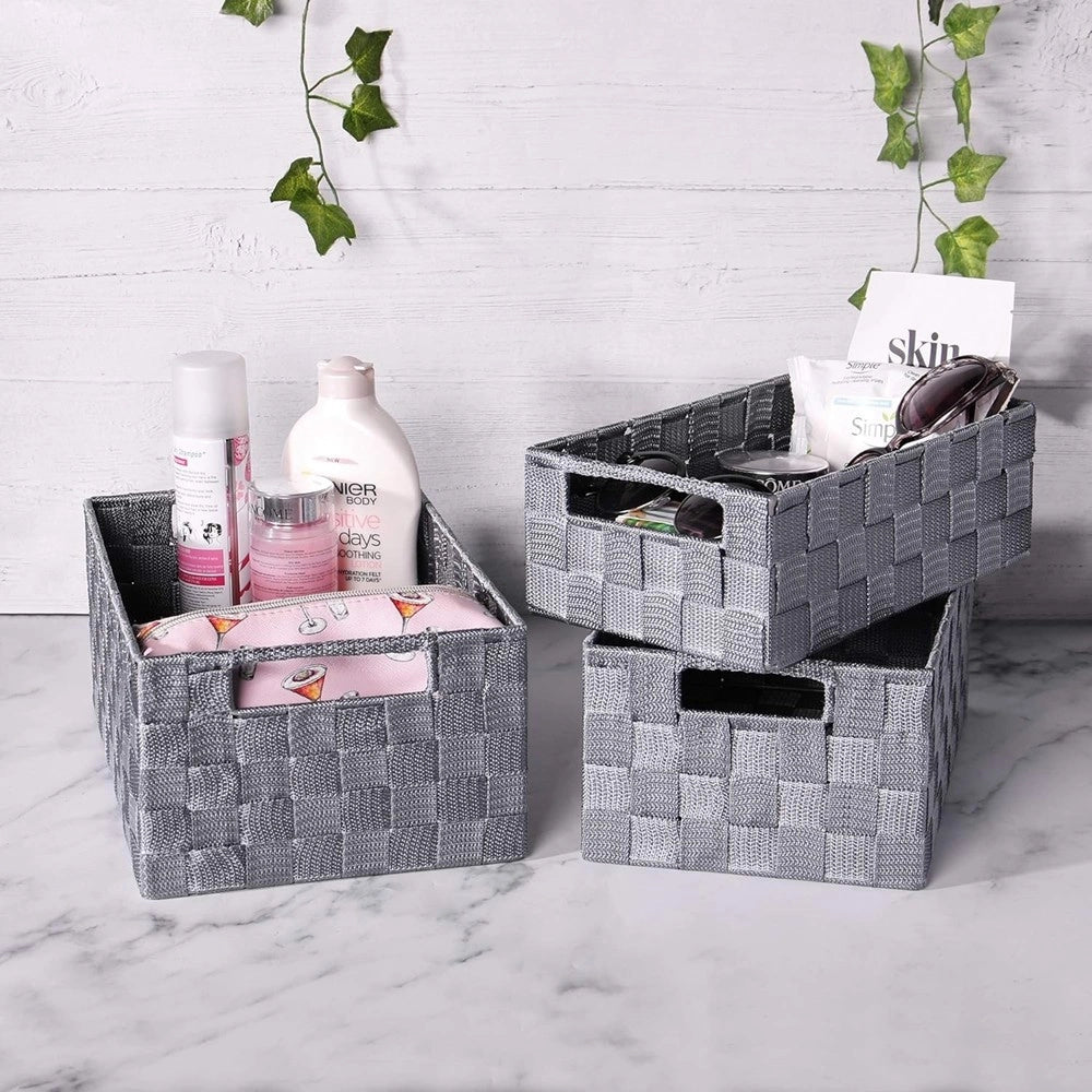 Trade Shop - Set 21pz Scatola In Tessuto Portaoggetti Organizer Con Manici Grigio Chiaro 79084 -