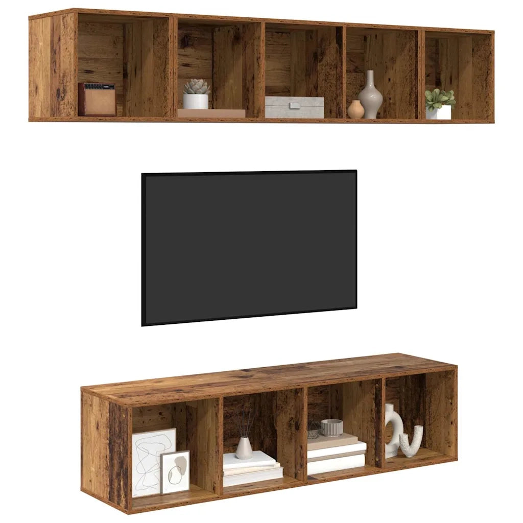 vidaXL Set mobile TV 4 pcs Legno vecchio 37 x 37 x 142.5 cm