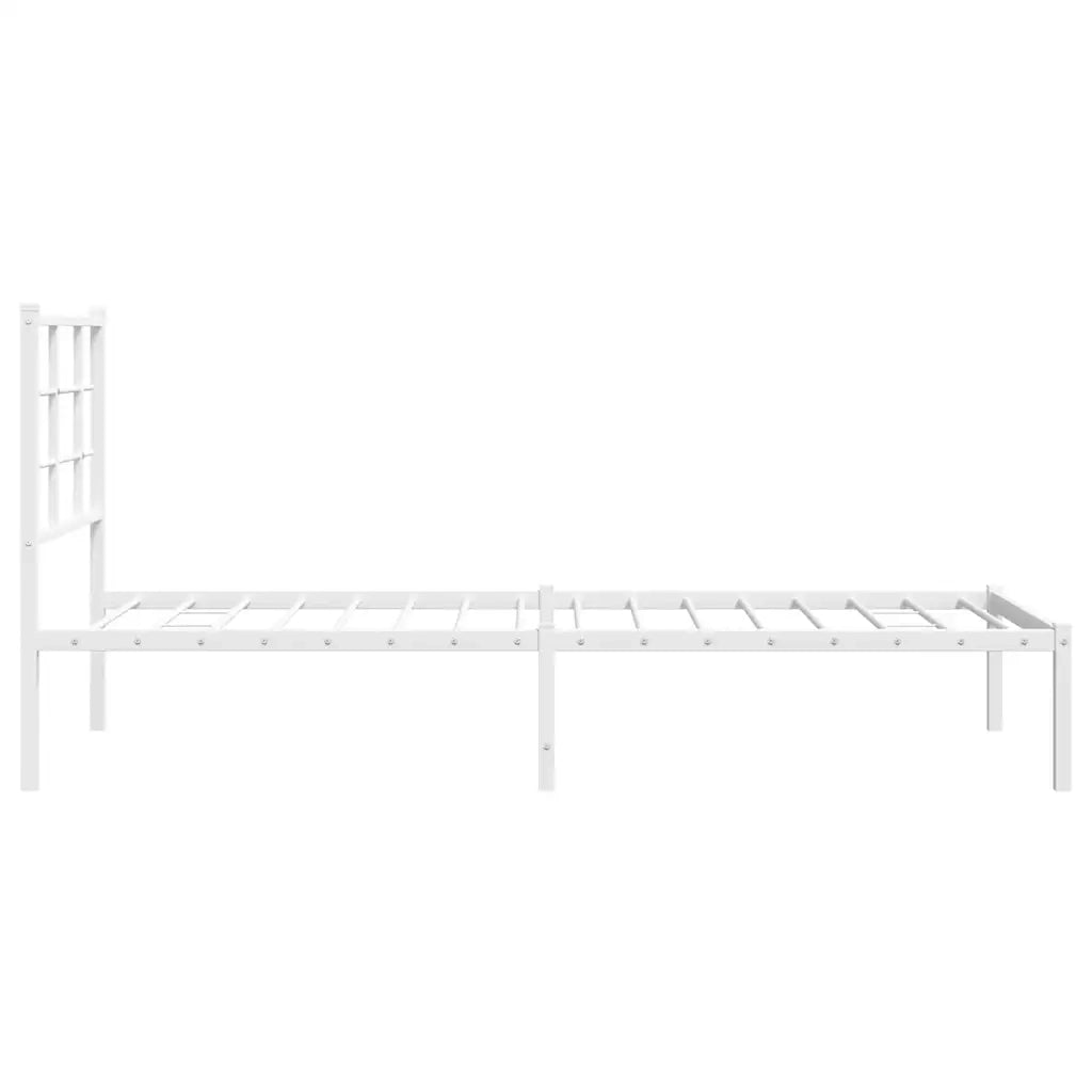 Letto singolo | Letto per adulti | Giroletto con Testiera Metallo Bianco 80x200 cm