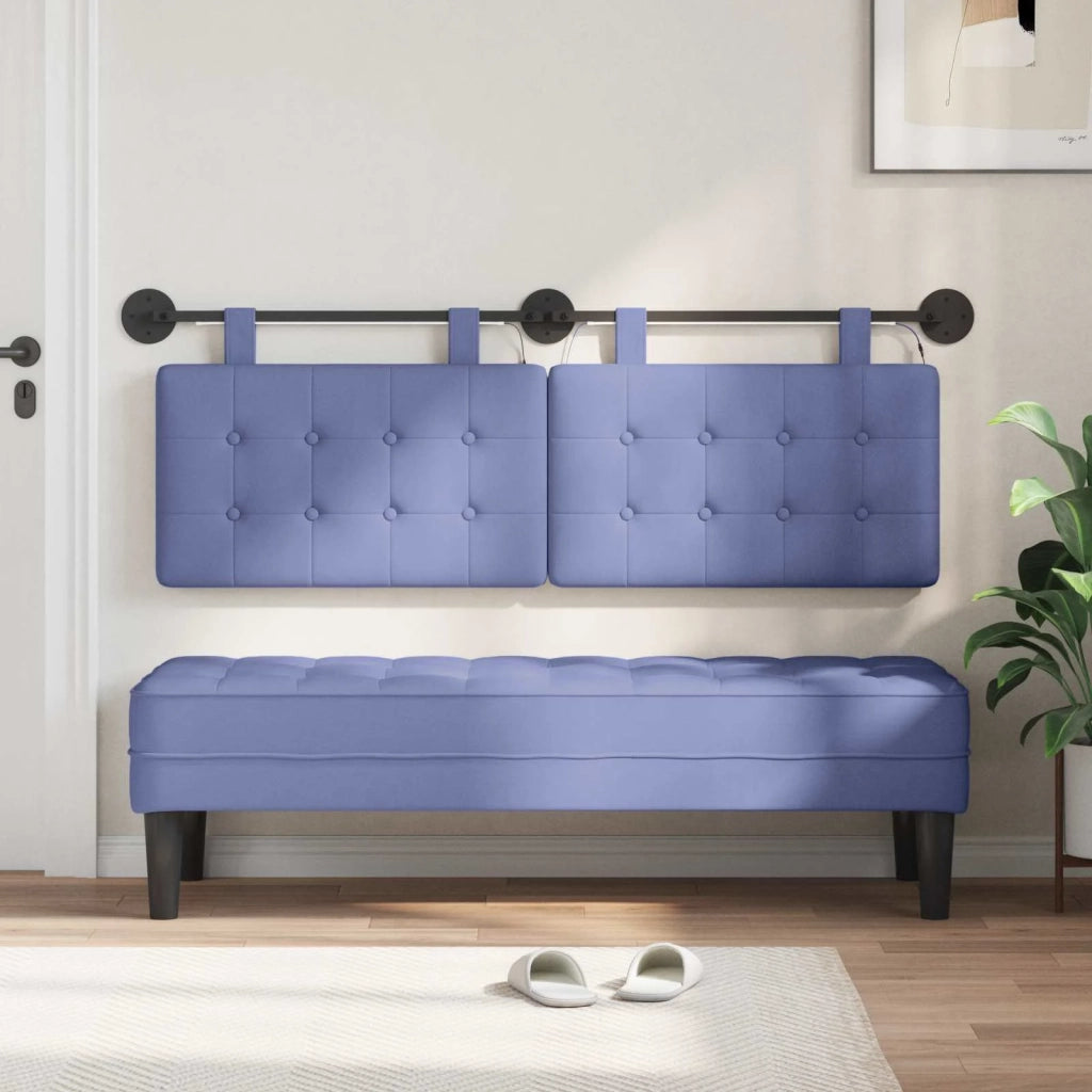 Testiera | Testata sospesa Con luce LED Blu jeans Tessuto