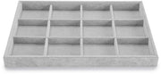 Ladro di accessori in velluto grigio con 12 riquadri, organizzatore di accessori, lade per accessori, lade per anelli, lade per orecchini, lade per bracciali, organizzatore