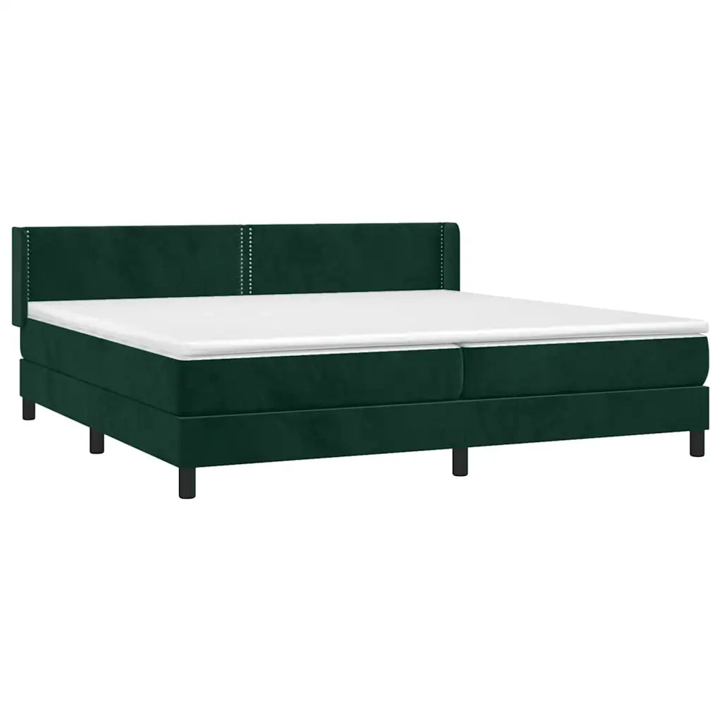 Giroletto a Molle con Materasso Verde Scuro 200x200 cm Velluto 3130922