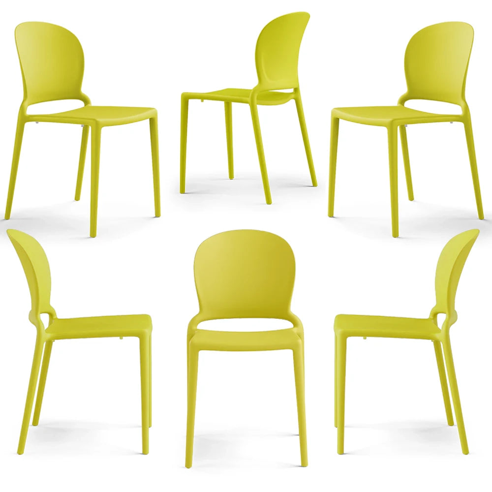 Set 6 sedie in polipropilene JASMINE, impilabile, resistente ai raggi UV, design moderno, ideale per sala da pranzo, cucina, sala d’attesa, bar, ristoranti o giardino colore Giallo Limone